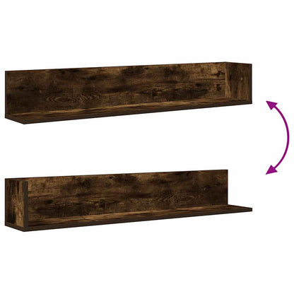 Wall Shelves 2 pcs Smoked Oak 100x16.5x16.5 cm Engineered Wood