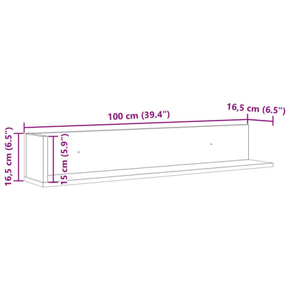 Wall Shelves 2 pcs Smoked Oak 100x16.5x16.5 cm Engineered Wood