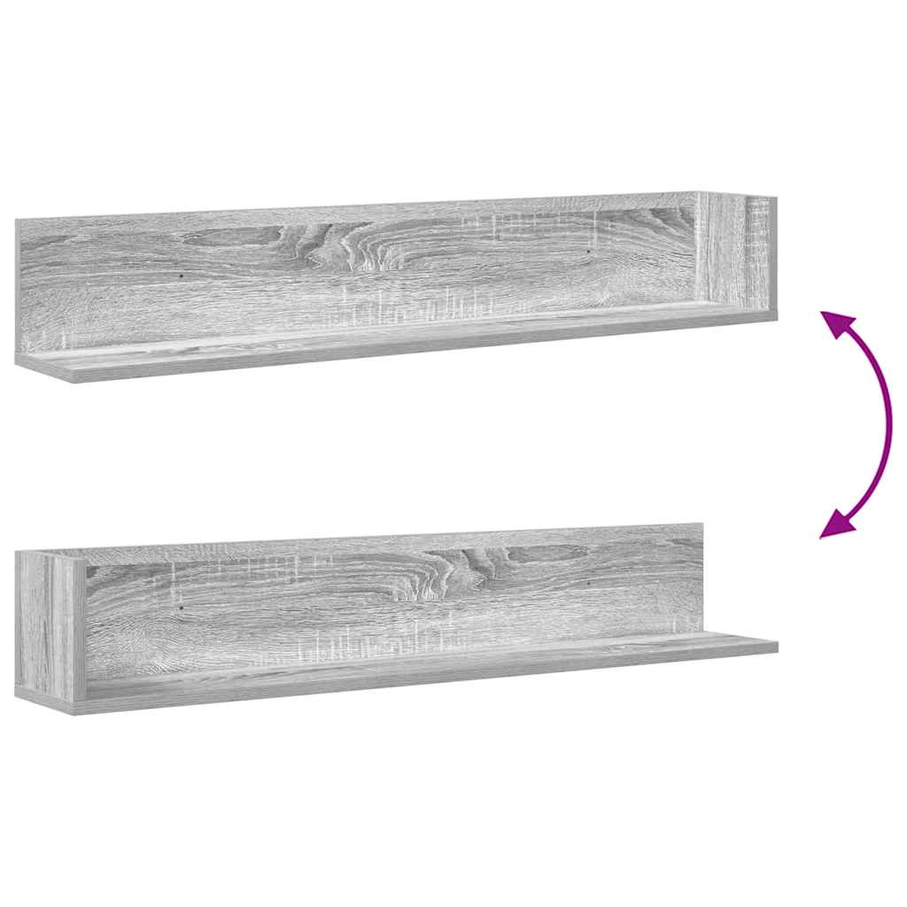 Wall Shelves 2 pcs Grey Sonoma 100x16.5x16.5 cm Engineered Wood