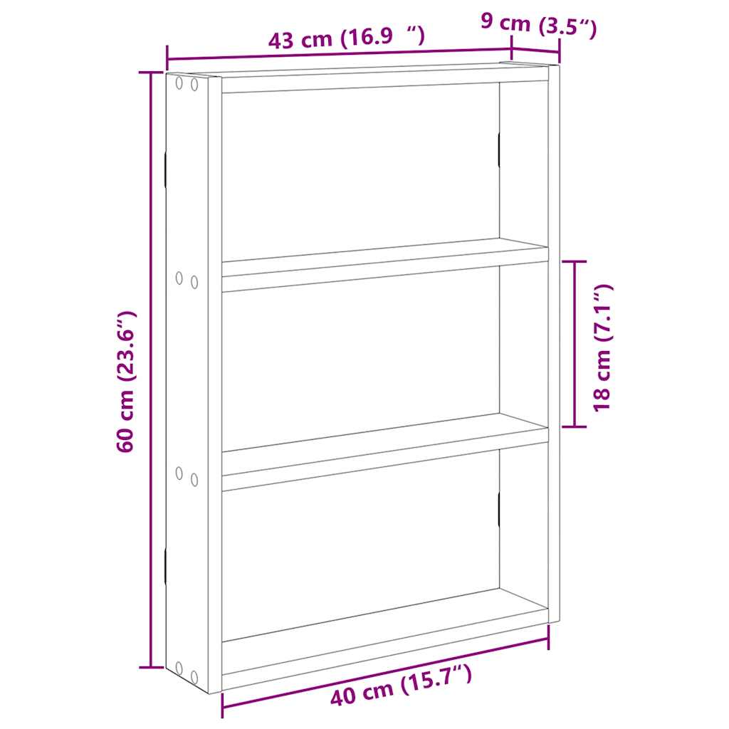 Wall Shelf Black 43x9x60 cm Engineered Wood