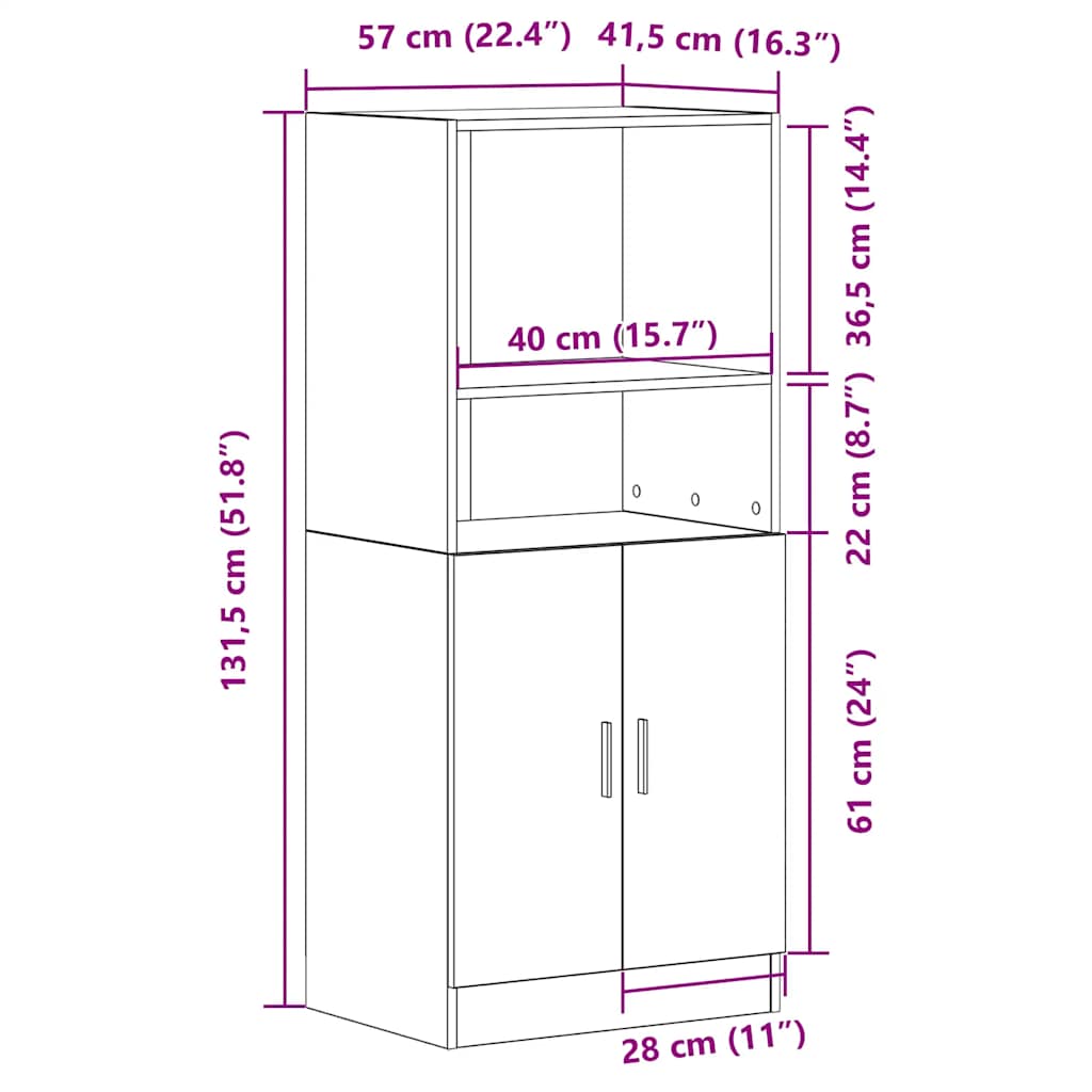 Kitchen Cabinet White 57x41.5x131.5 cm Engineered Wood