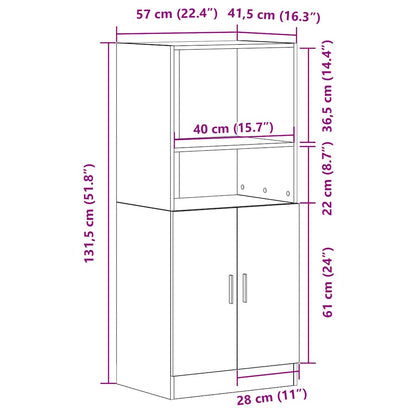 Kitchen Cabinet Black 57x41.5x131.5 cm Engineered Wood
