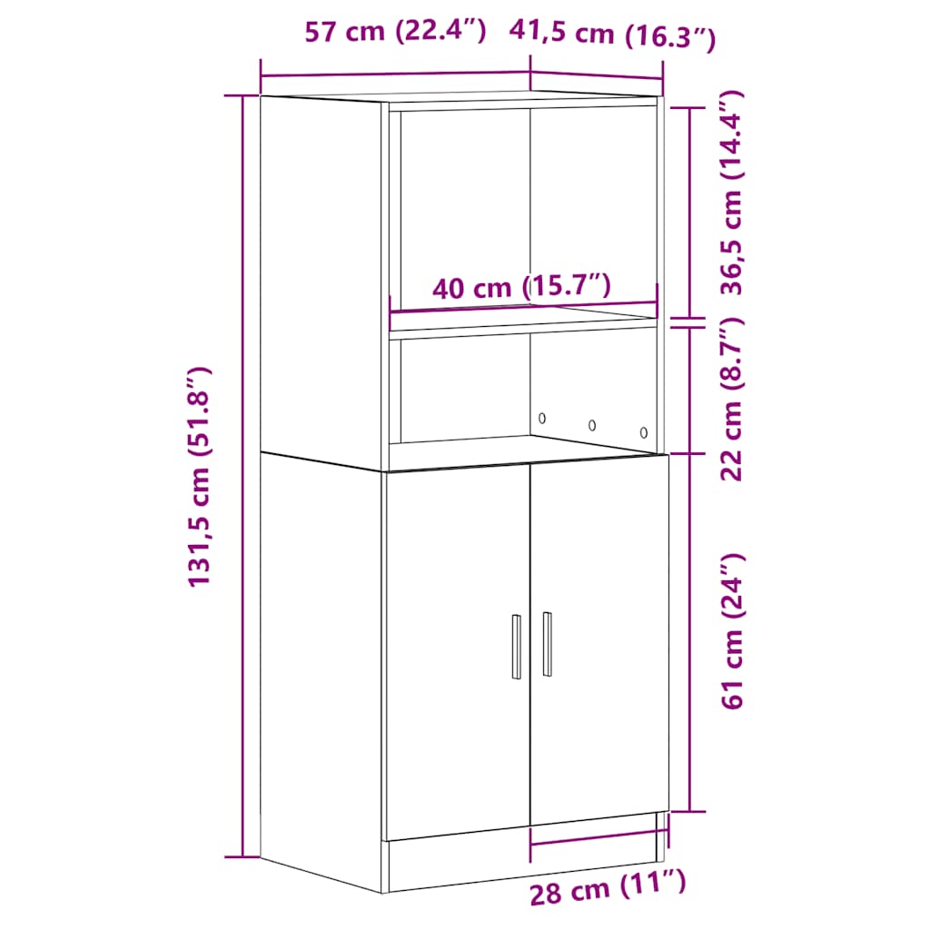 Kitchen Cabinet Sonoma Oak 57x41.5x131.5 cm Engineered Wood