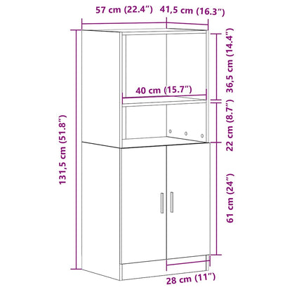 Kitchen Cabinet Old Wood 57x41.5x131.5 cm Engineered Wood