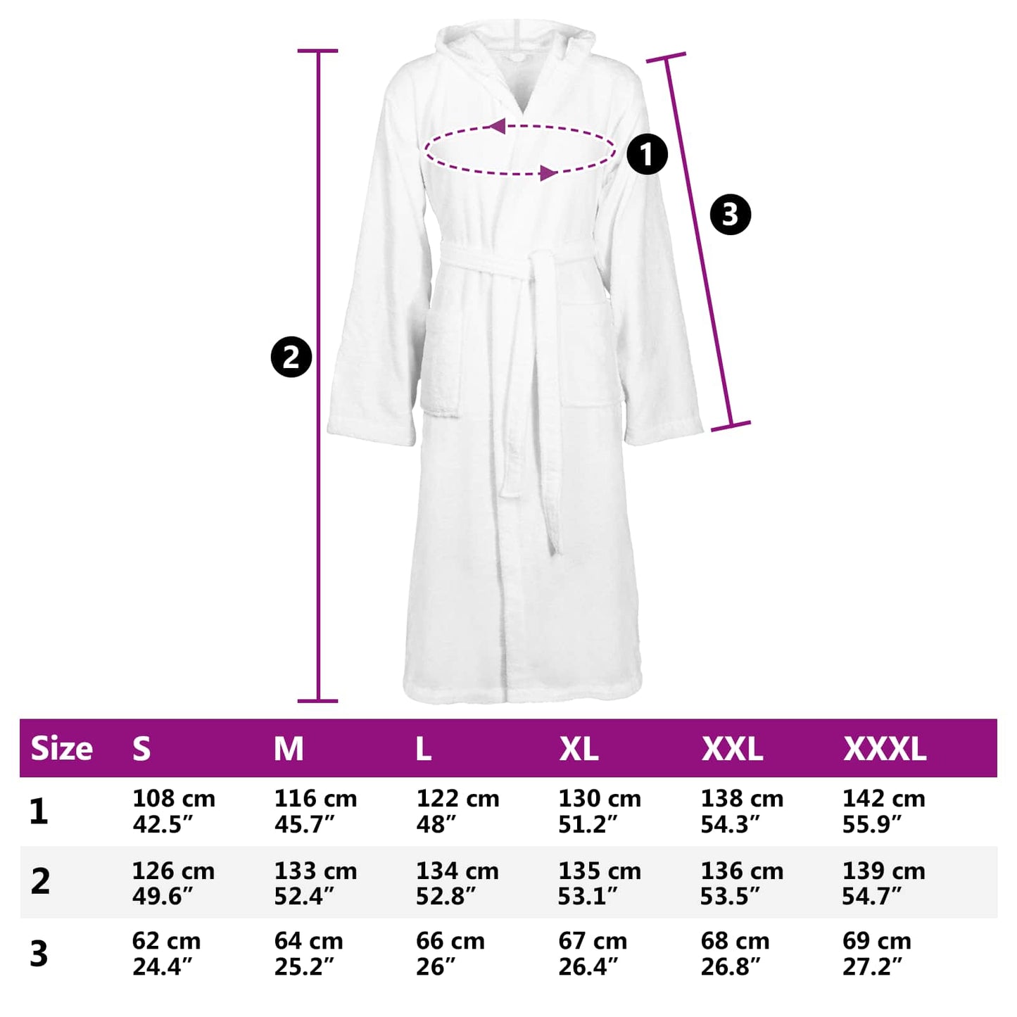 Bathrobe KINN White S Cotton