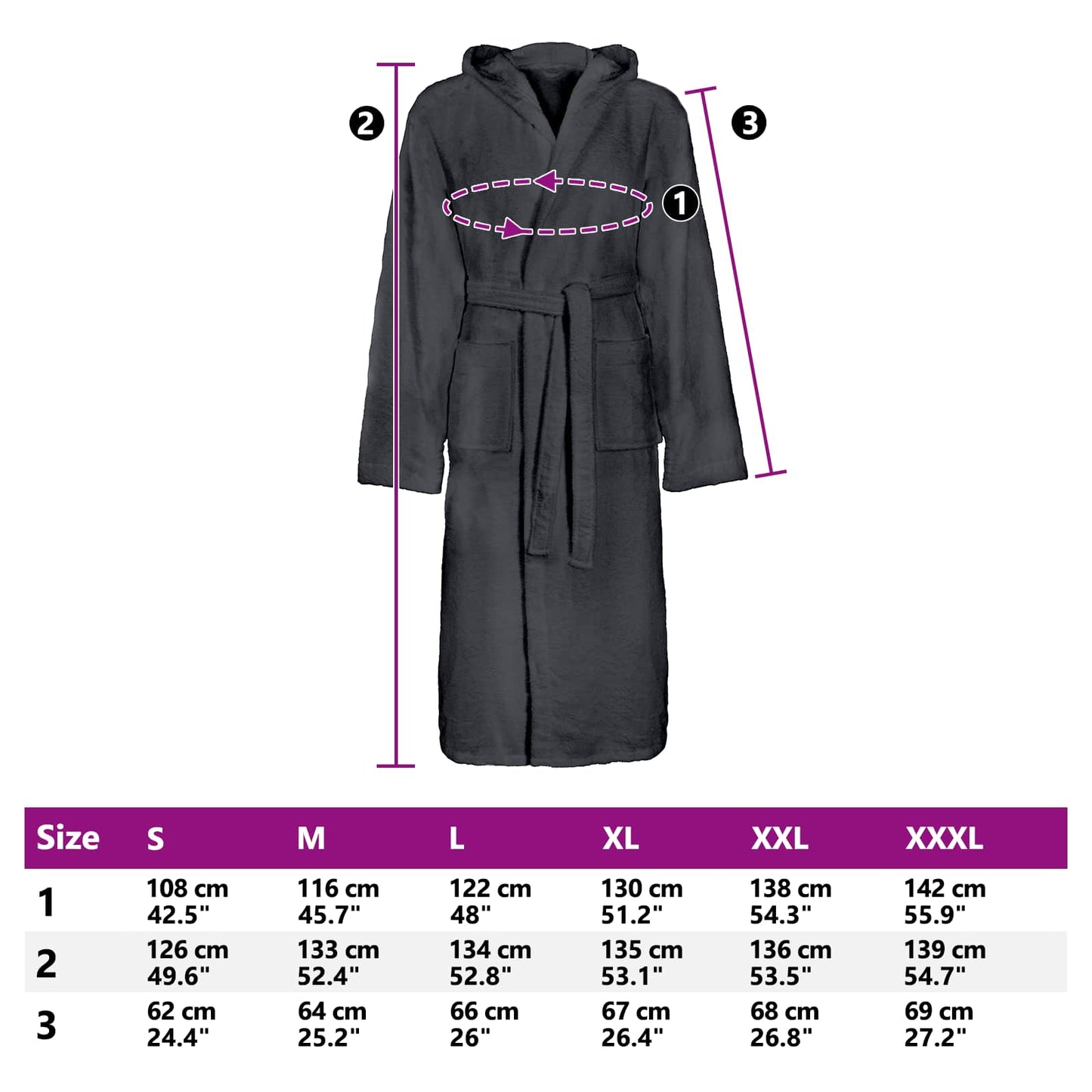 Bathrobe KINN Anthracite M Cotton