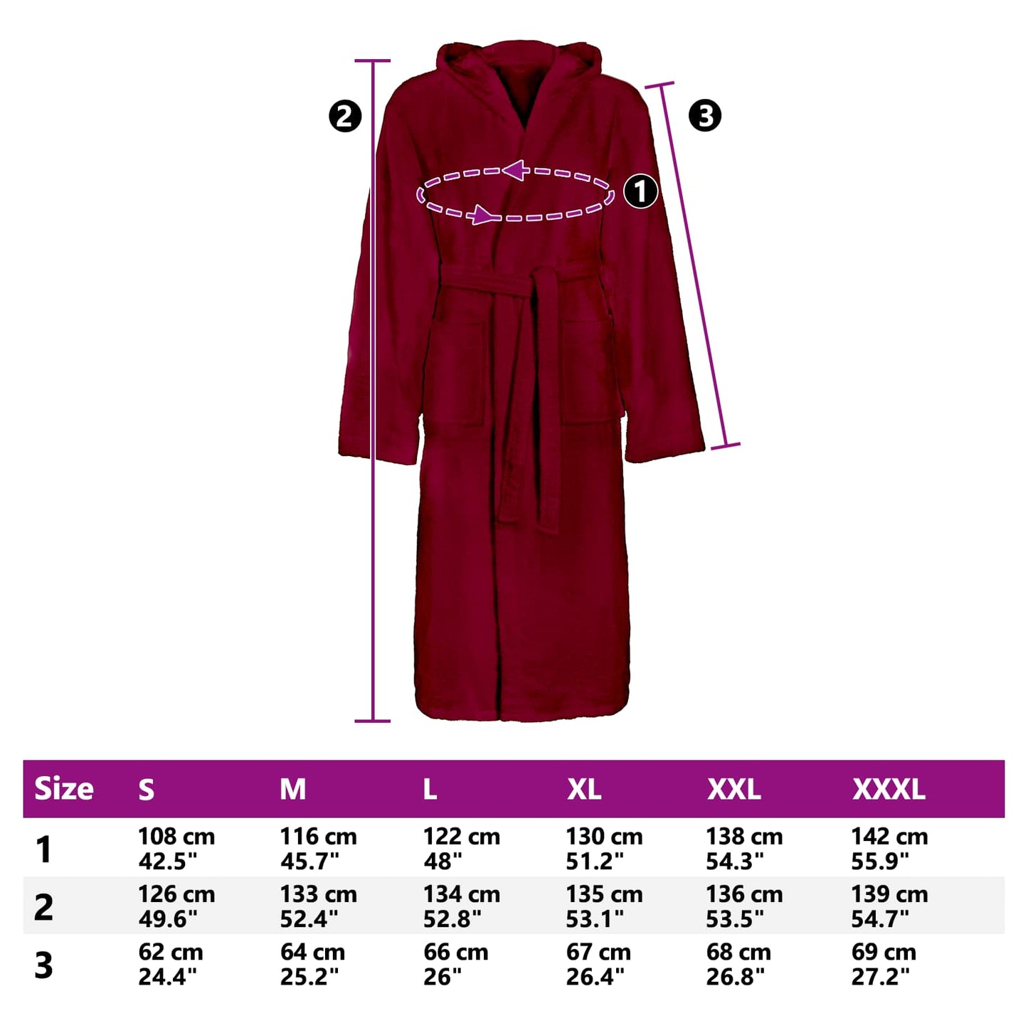 Bathrobe KINN Red XXXL Cotton