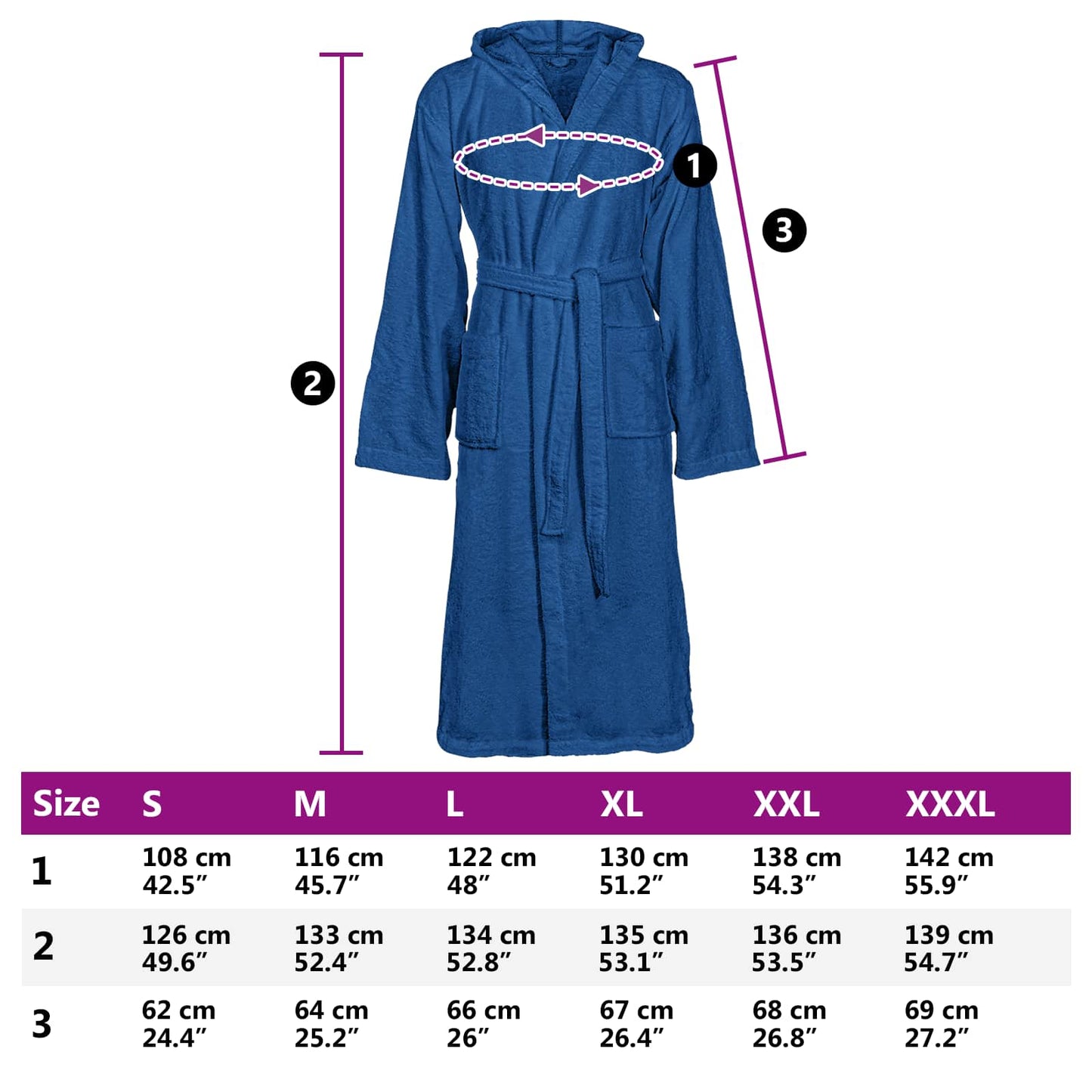 Bathrobe KINN Blue XXL Cotton