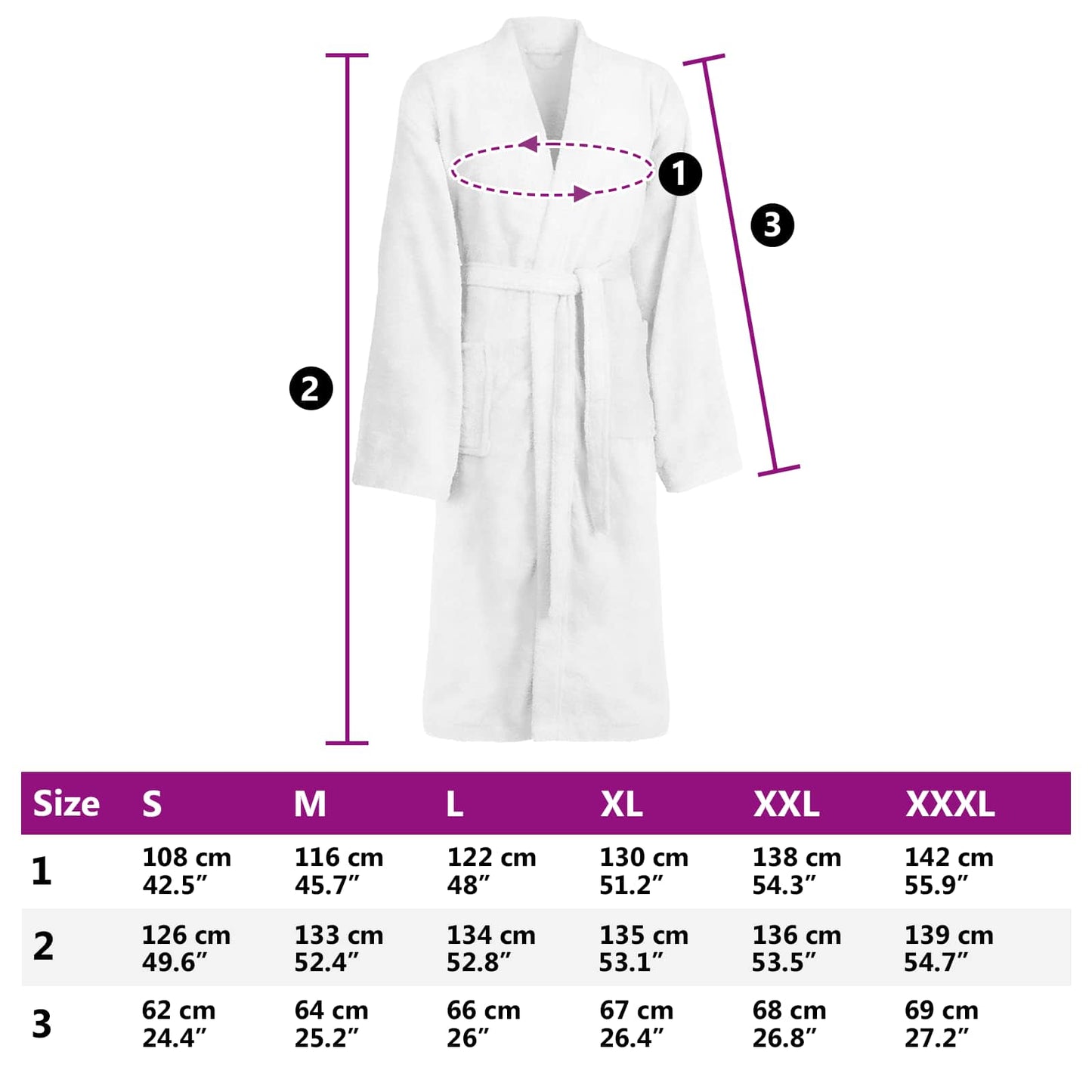 Bathrobe KINN White XL Cotton