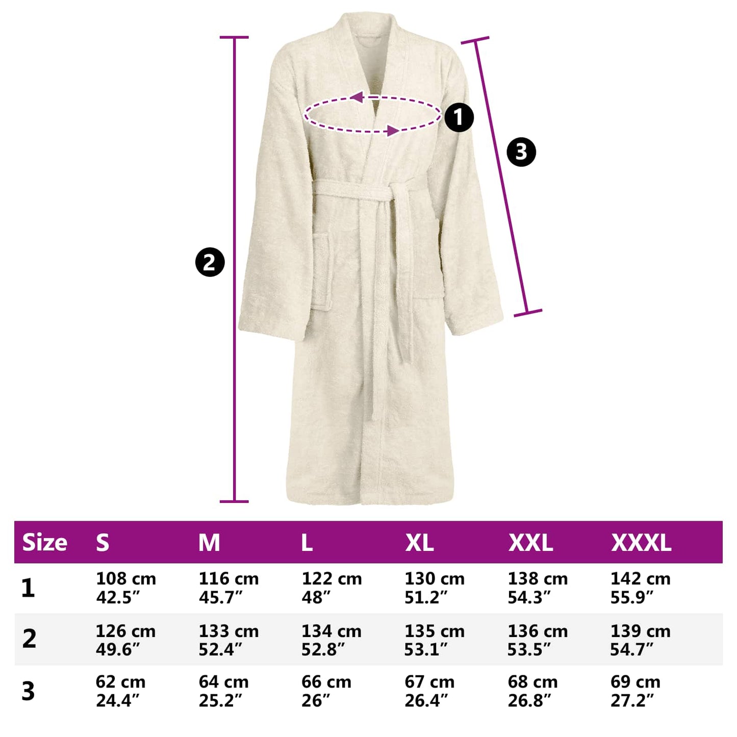 Bathrobe KINN Cream M Cotton