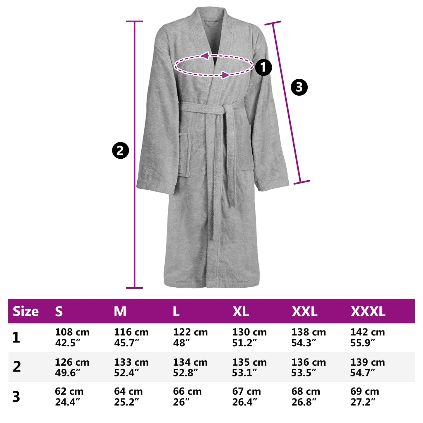Bathrobe KINN Grey M Cotton
