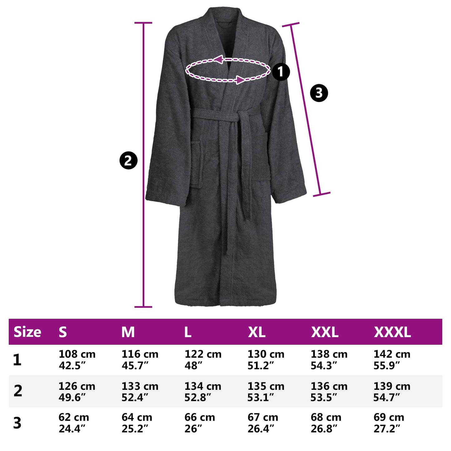 Bathrobe KINN Anthracite S Cotton
