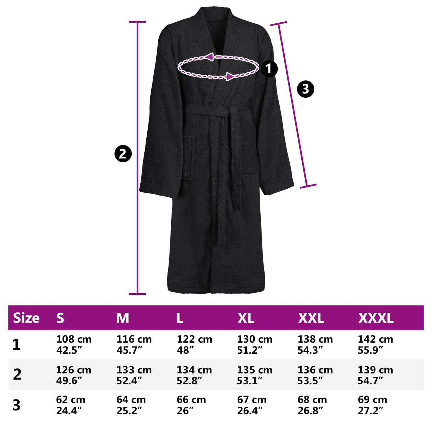 Bathrobe KINN Black XL Cotton