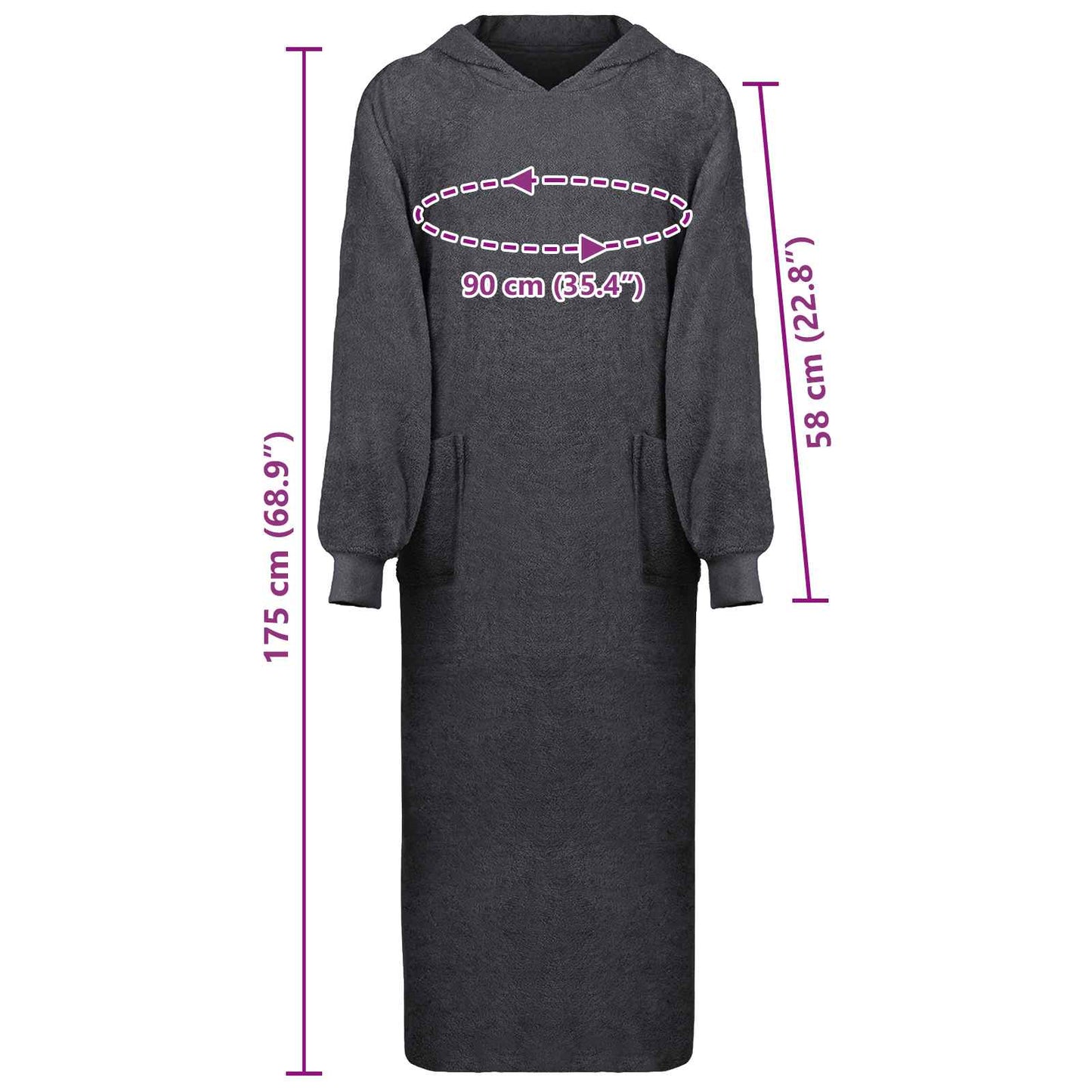 Blanket Hoodie KINN Anthracite XXL Cotton