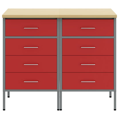 Work Cabinet with Drawer 2 pcs Red and Grey 100 x 55 x 85 cm