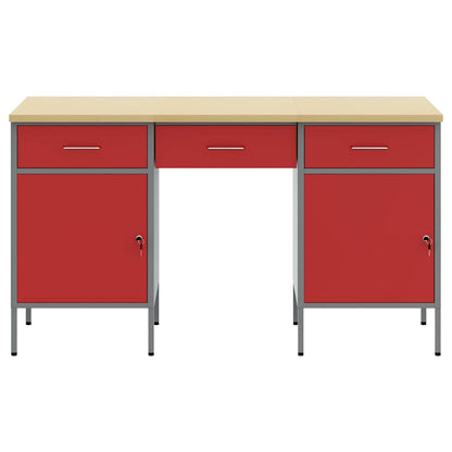 Work Cabinet with Drawer 3 pcs Red Engineered Wood and Steel