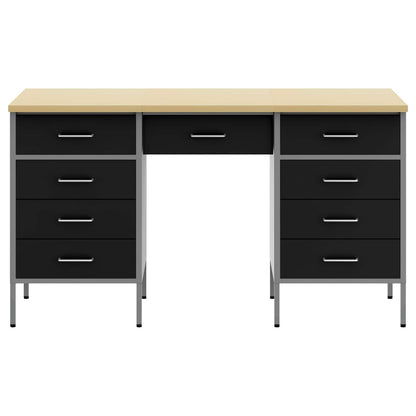 Work Cabinet with Drawer 3 pcs Black Engineered Wood and Steel