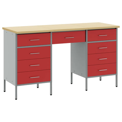 Work Cabinet with Drawer 3 pcs Red Engineered Wood and Steel