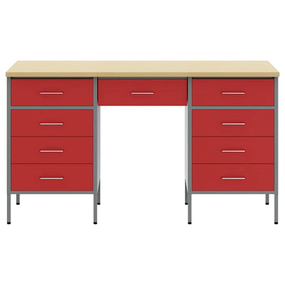 Work Cabinet with Drawer 3 pcs Red Engineered Wood and Steel