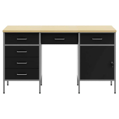 Work Cabinet with Drawer 3 pcs Black Engineered Wood and Steel