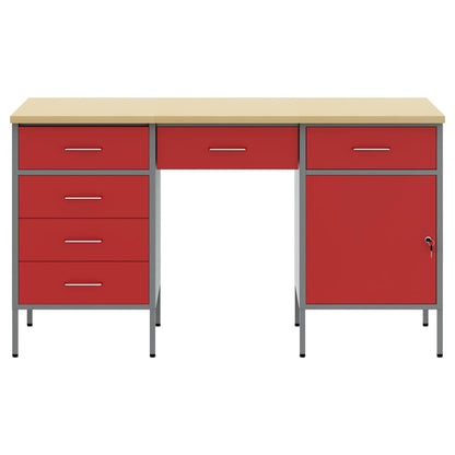 Work Cabinet with Drawer 3 pcs Red Engineered Wood and Steel