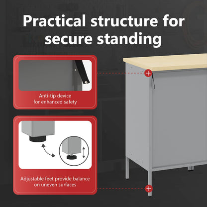 Work Cabinet with Drawer 4 pcs Red Engineered Wood and Steel