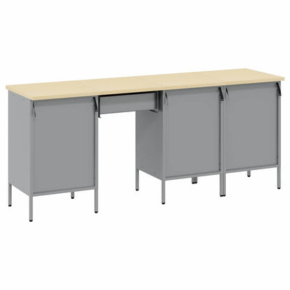 Work Cabinet with Drawer 4 pcs Black Engineered Wood and Steel