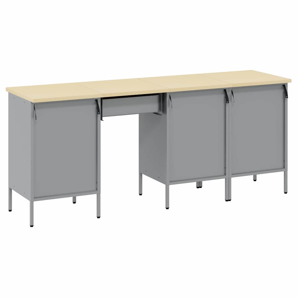 Work Cabinet with Drawer 4 pcs Red Engineered Wood and Steel