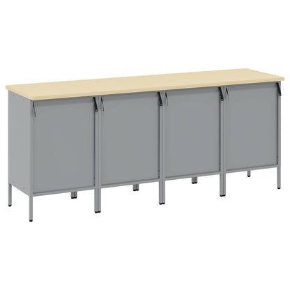 Work Cabinet with Drawer 4 pcs Red and Grey 200 x 55 x 85 cm
