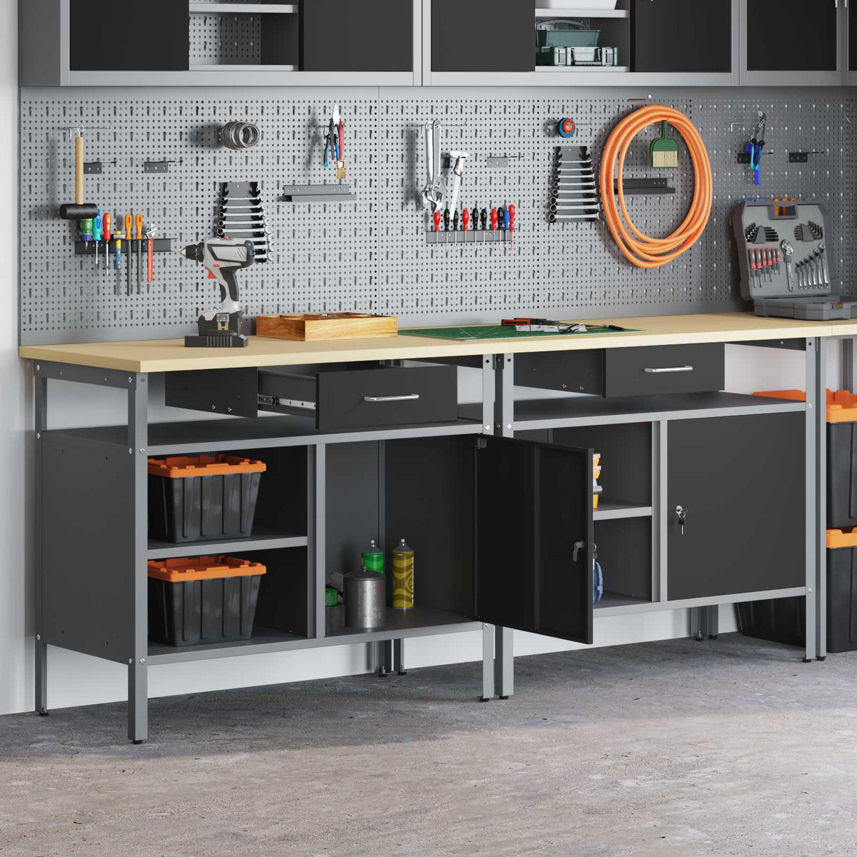 Work Bench Set 2 pcs Black Steel