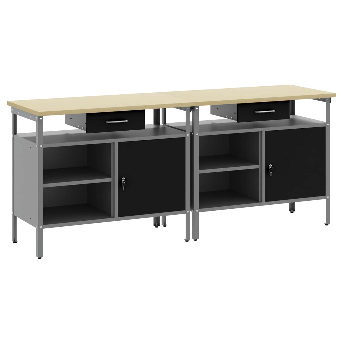 Work Bench Set 2 pcs Black Steel
