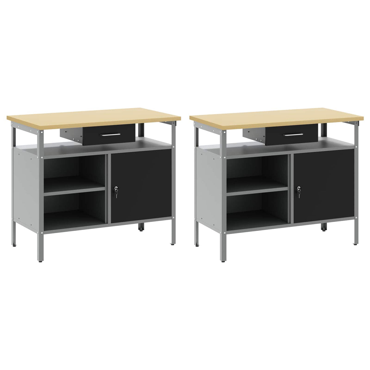 Work Bench Set 2 pcs Black Steel