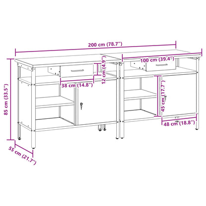 Work Bench Set 2 pcs Black Steel