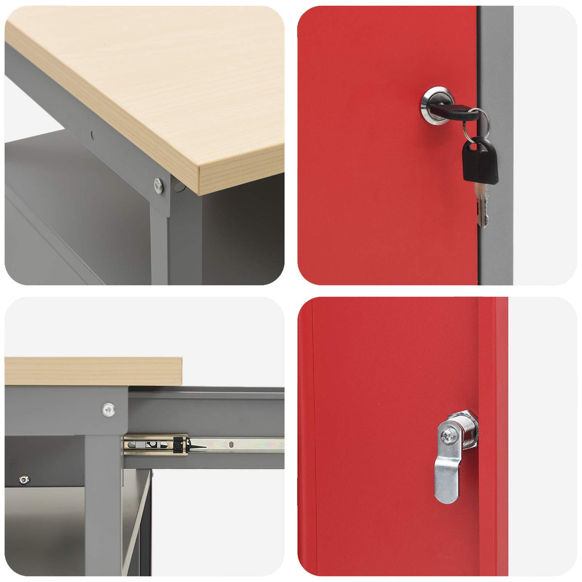 Work Bench Set 2 pcs Red Steel