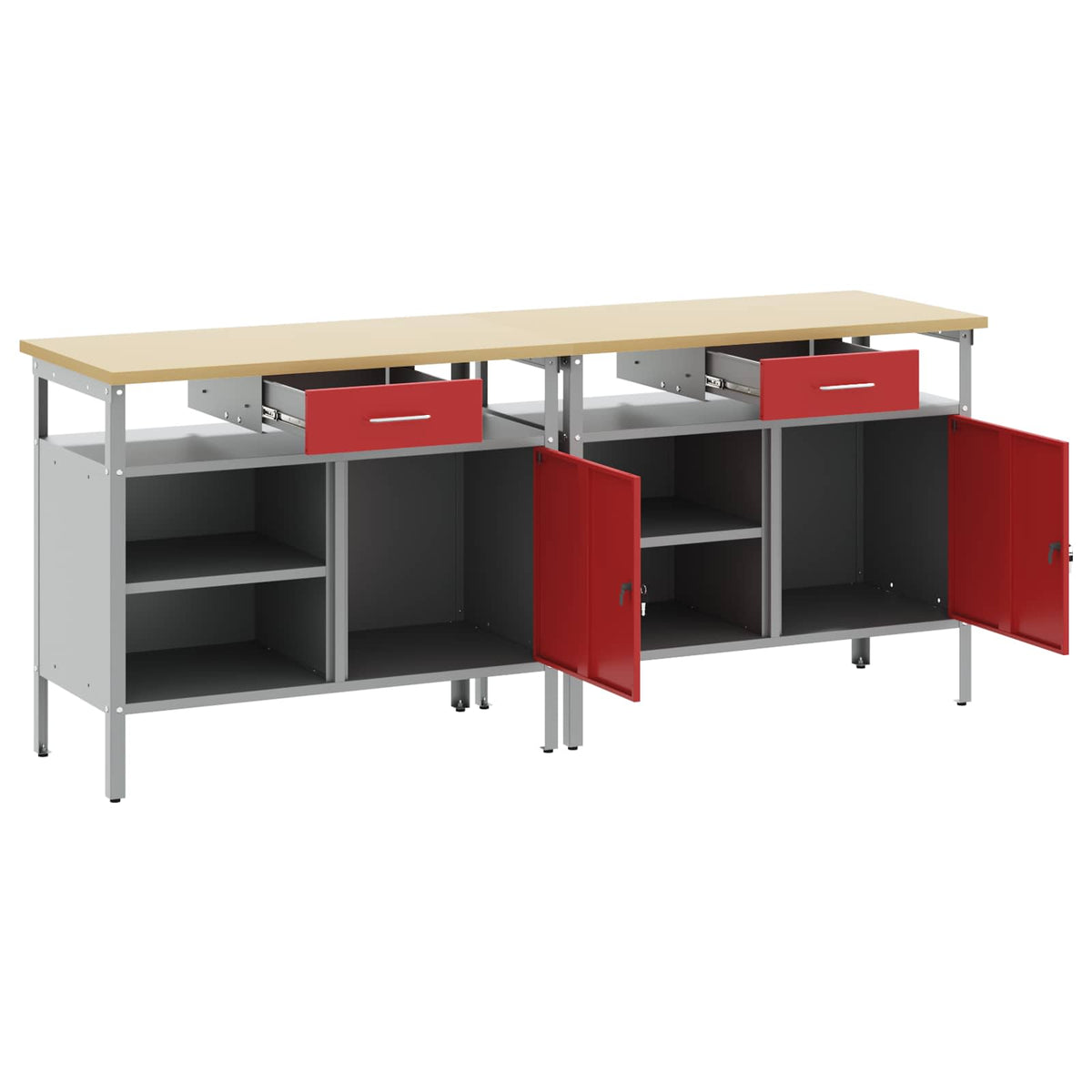 Work Bench Set 2 pcs Red Steel