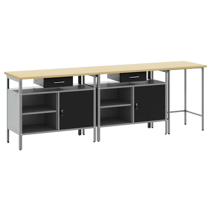 Work Bench Set 3 pcs Red and Grey Powder-Coated Steel
