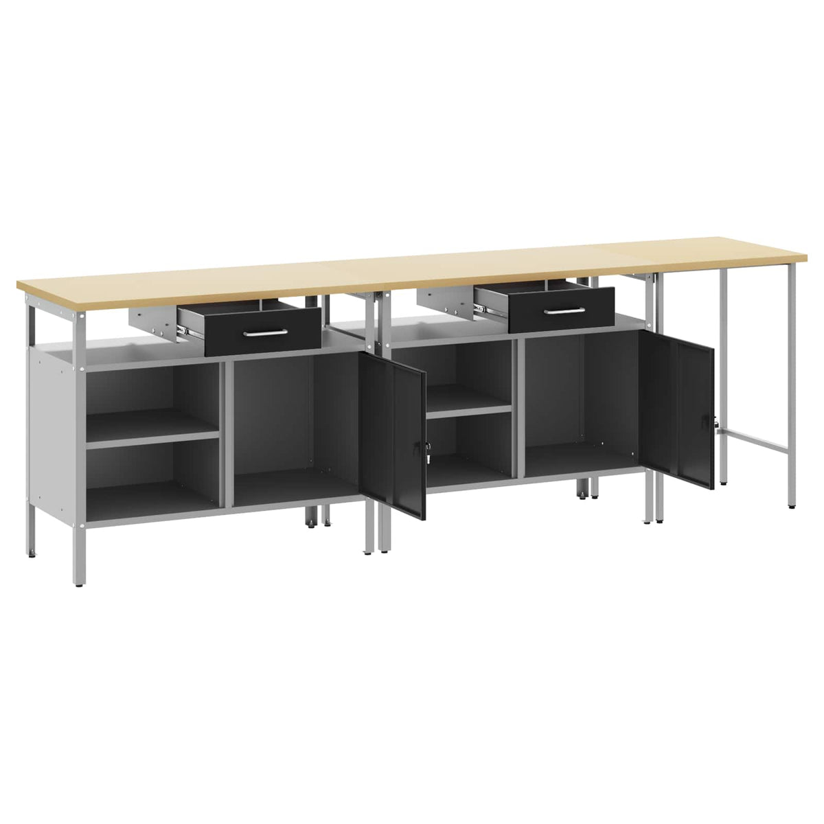 Work Bench Set 3 pcs Red and Grey Powder-Coated Steel