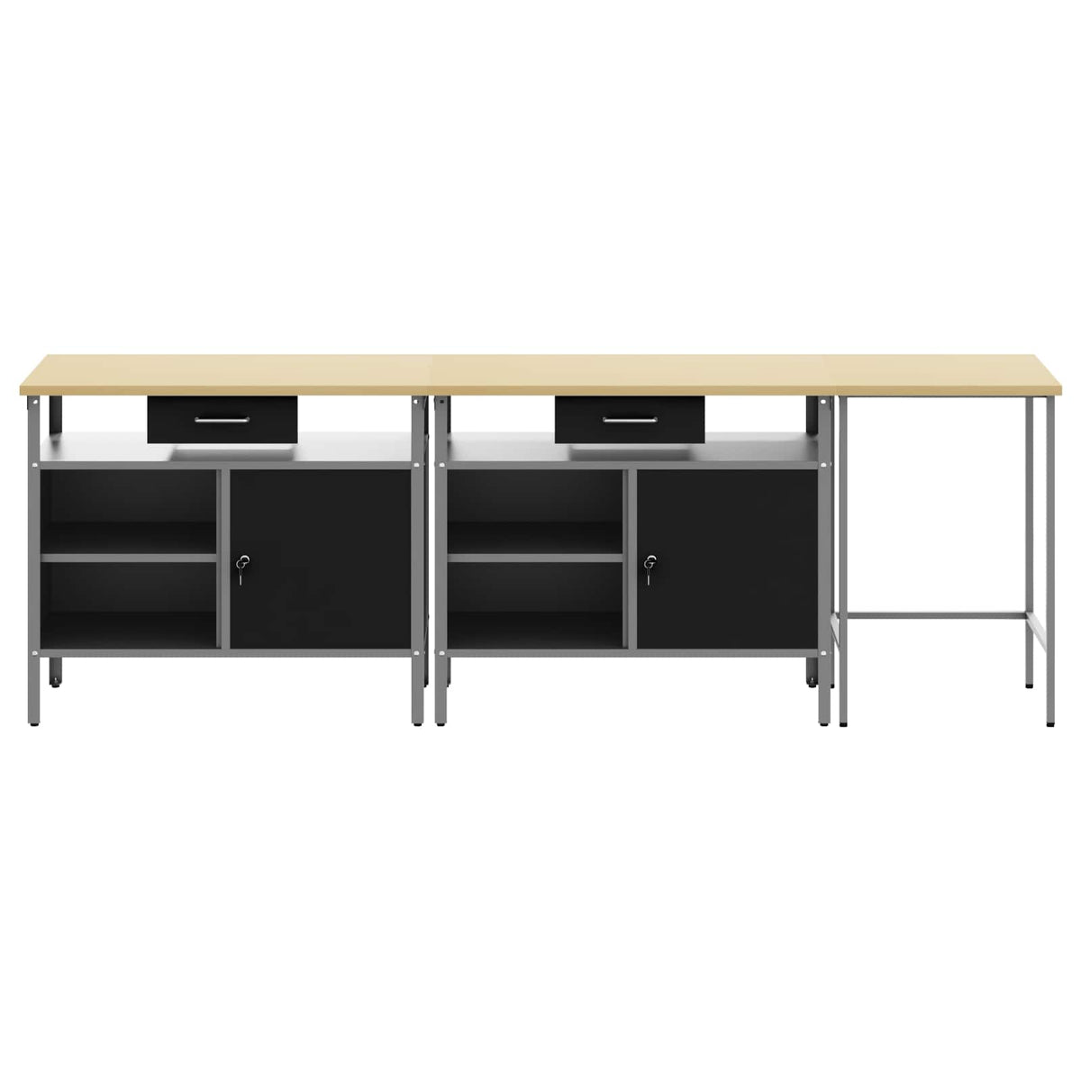 Work Bench Set 3 pcs Red and Grey Powder-Coated Steel