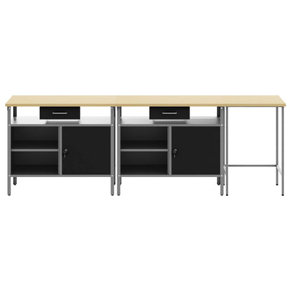 Work Bench Set 3 pcs Red and Grey Powder-Coated Steel