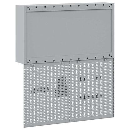 Tool Cabinet Set with Shelf 3 pcs Black Powder-Coated Steel