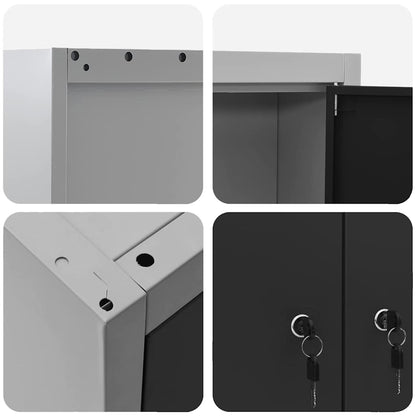 Tool Cabinet Set with Shelf 5 pcs Black Powder-Coated Steel