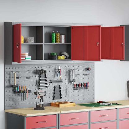 Tool Cabinet Set with Shelf 5 pcs Red Powder-Coated Steel