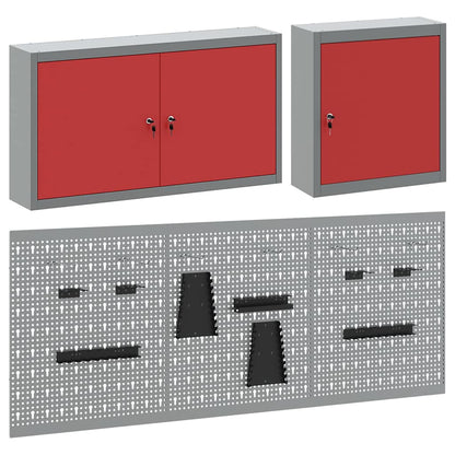 Tool Cabinet Set with Shelf 5 pcs Red Powder-Coated Steel