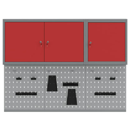Tool Cabinet Set with Shelf 5 pcs Red Powder-Coated Steel