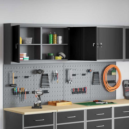 Tool Cabinet Set with Shelf 6 pcs Black Powder-Coated Steel