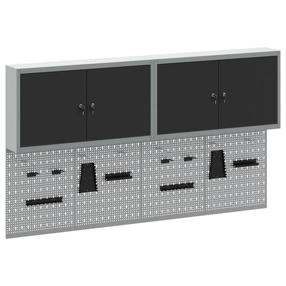 Tool Cabinet Set with Shelf 6 pcs Black Powder-Coated Steel
