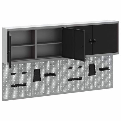 Tool Cabinet Set with Shelf 6 pcs Black Powder-Coated Steel