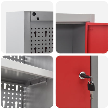 Tool Cabinet Set with Shelf 4 pcs Red Powder-Coated Steel