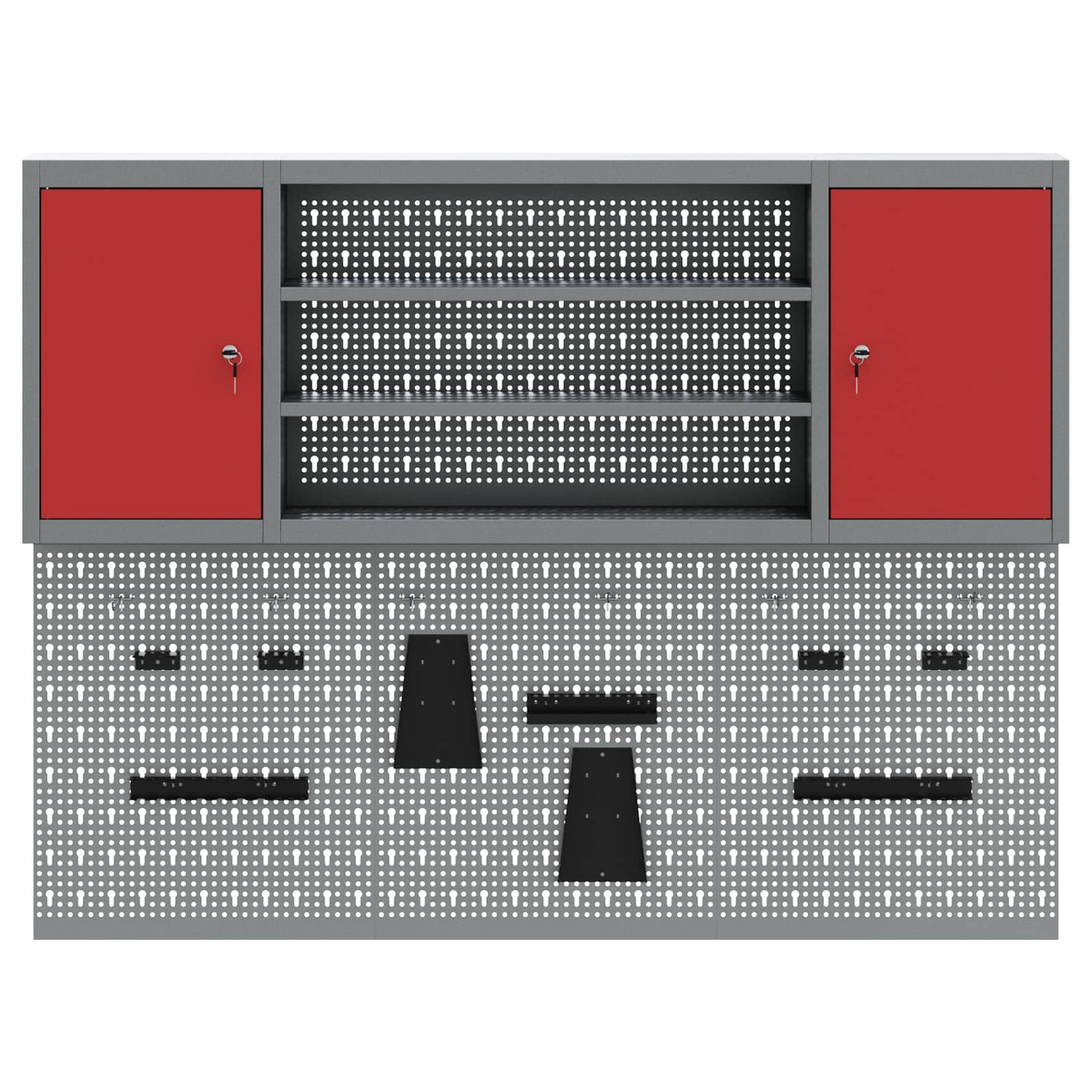 Tool Cabinet Set with Shelf 4 pcs Red Powder-Coated Steel