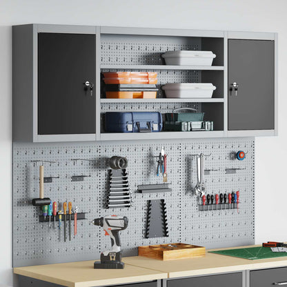 Tool Cabinet Set with Shelf 6 pcs Black Powder-Coated Steel
